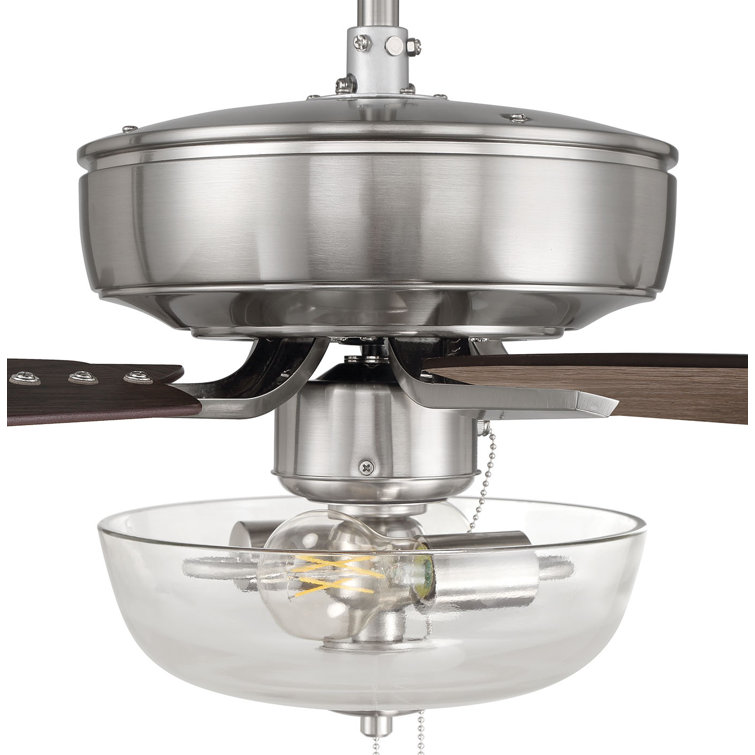 Brushed Nickel 52" Ceiling Fan with Clear Glass Light Kit