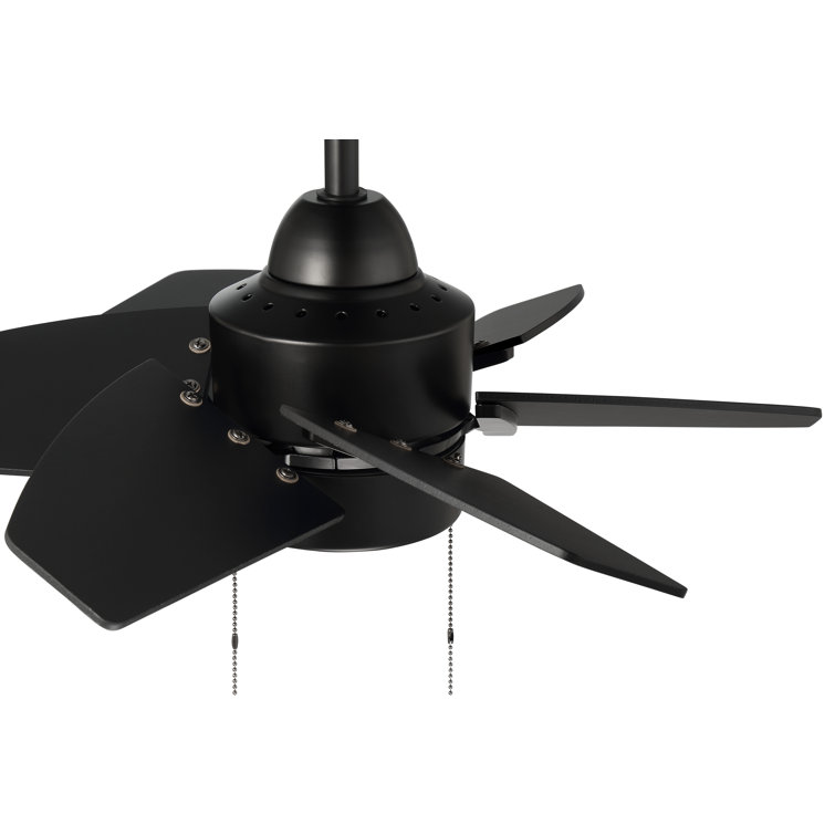 Flat Black 24'' Ceiling Fan with LED Light and 6 Plywood Blades