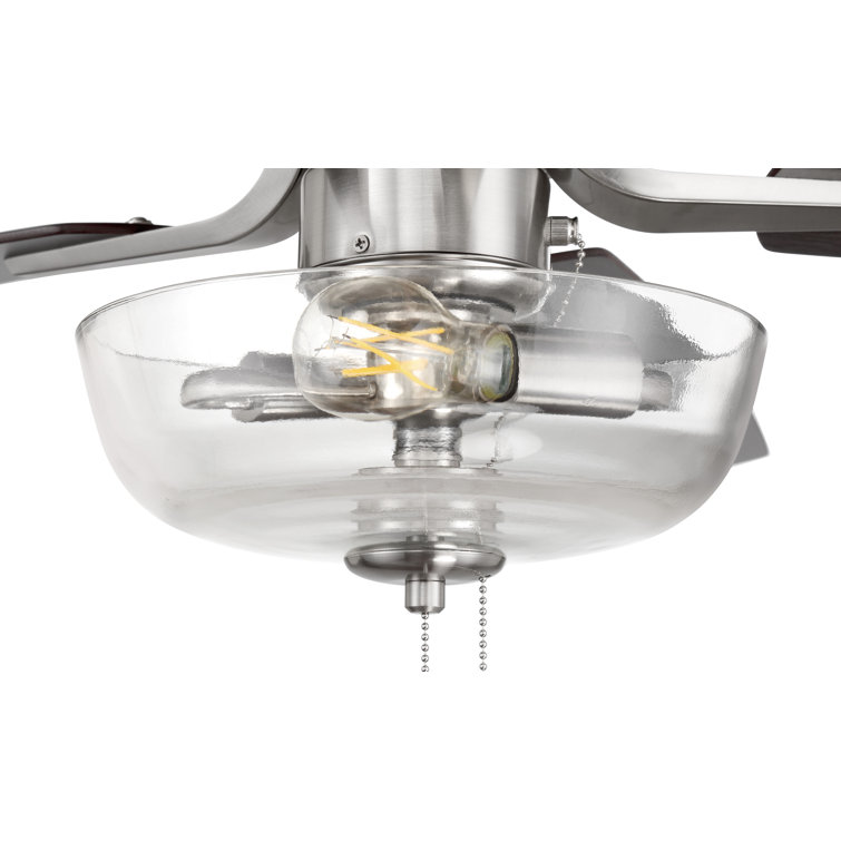 Brushed Nickel 52" Ceiling Fan with Clear Glass Light Kit