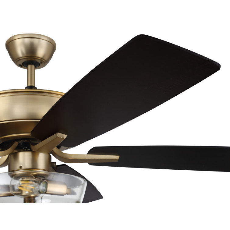 Satin Brass 52'' Ceiling Fan with Black Walnut MDF Blades and LED Light