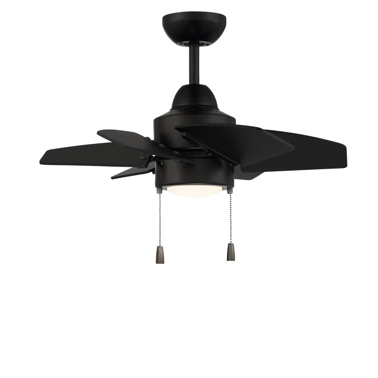 Flat Black 24'' Ceiling Fan with LED Light and 6 Plywood Blades