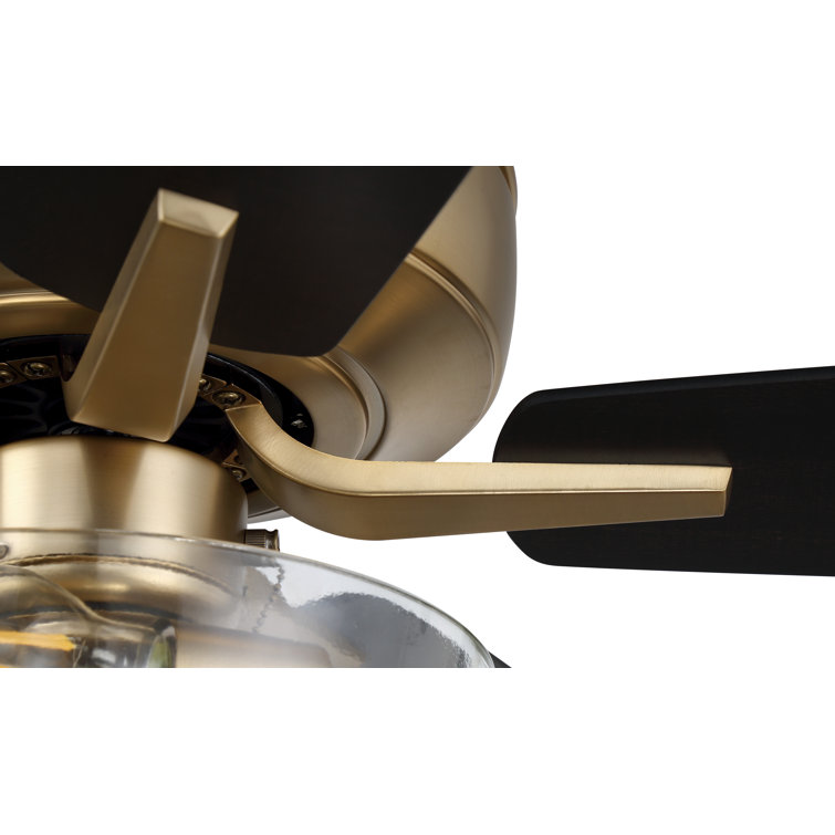 Satin Brass 52'' Ceiling Fan with Black Walnut MDF Blades and LED Light