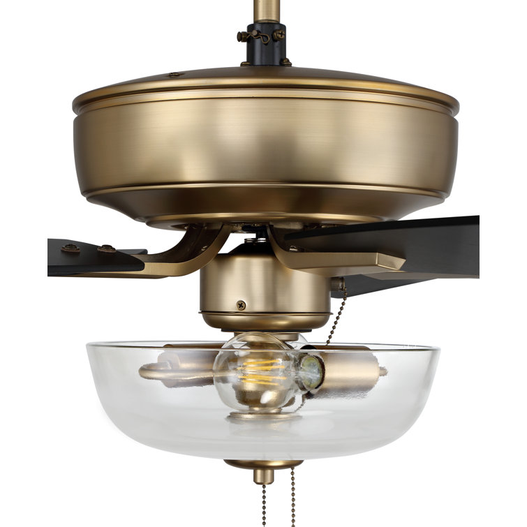Satin Brass 52'' Ceiling Fan with Black Walnut MDF Blades and LED Light