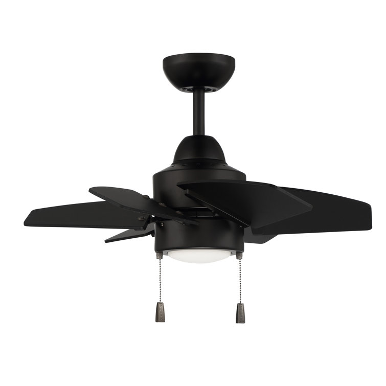 Flat Black 24'' Ceiling Fan with LED Light and 6 Plywood Blades