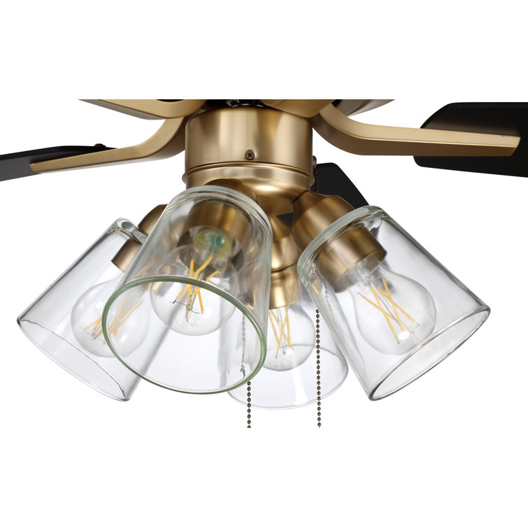 Satin Brass 52'' Ceiling Fan with Reversible Black Walnut Blades