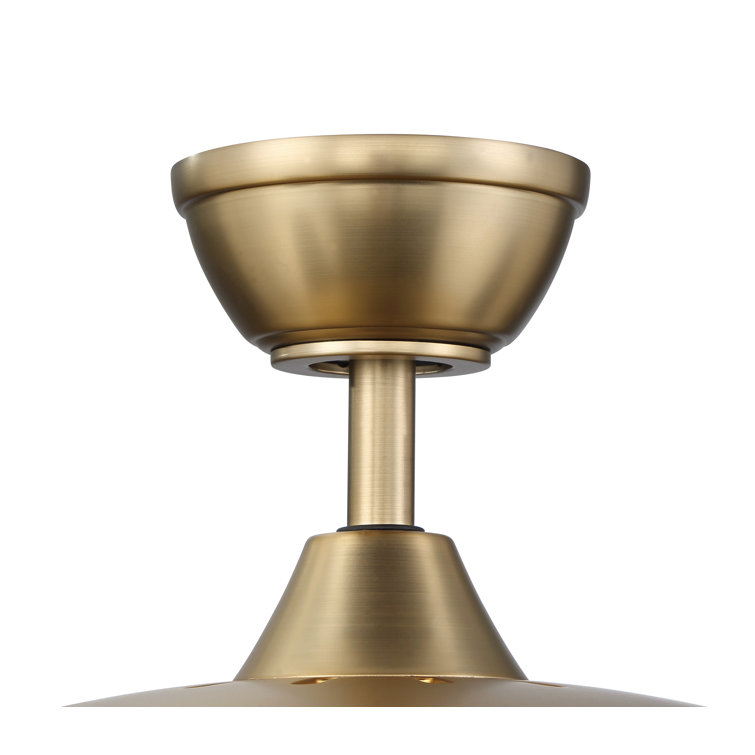 Satin Brass 60" Ceiling Fan with Black Walnut Blades and LED Light