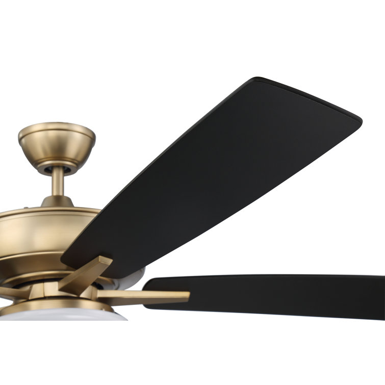 Satin Brass 60" Ceiling Fan with Black Walnut Blades and LED Light