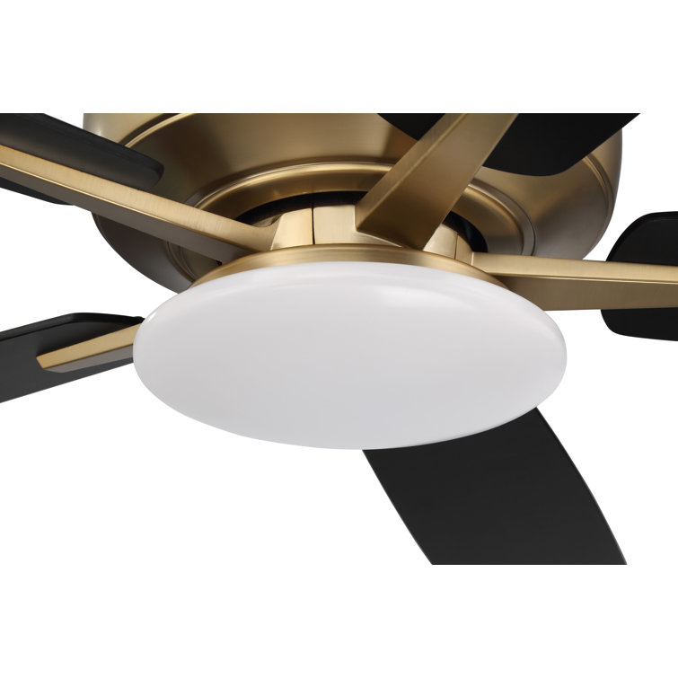 Satin Brass 60" Ceiling Fan with Black Walnut Blades and LED Light