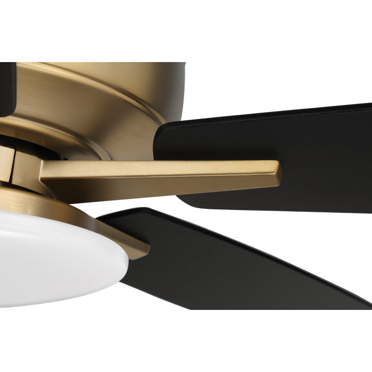 Satin Brass 60" Ceiling Fan with Black Walnut Blades and LED Light
