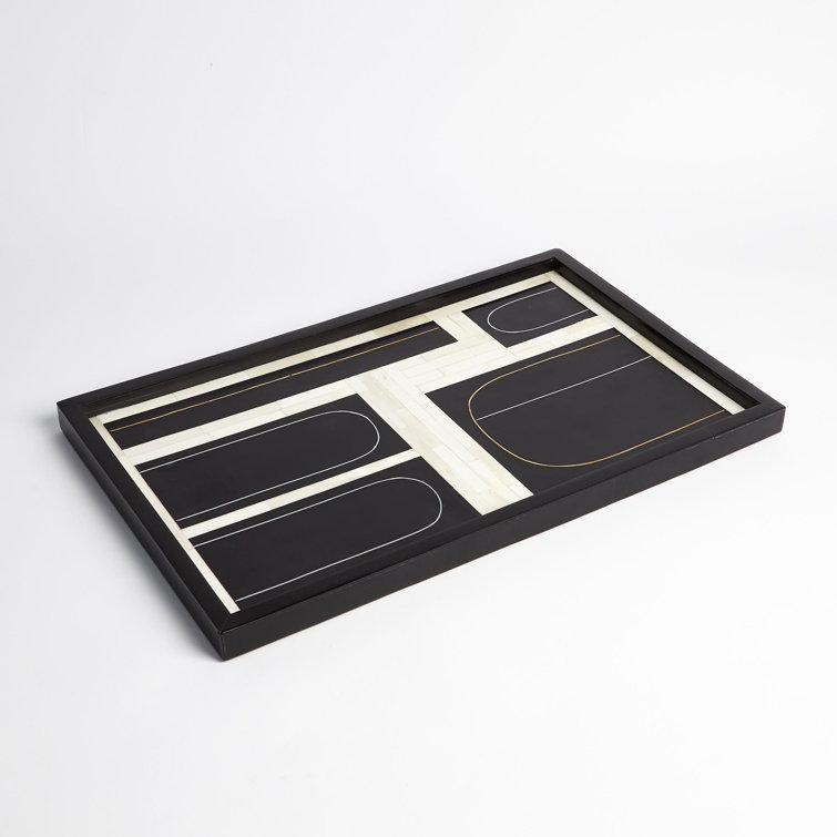 Black and Light Brass Loop Rectangular Tray