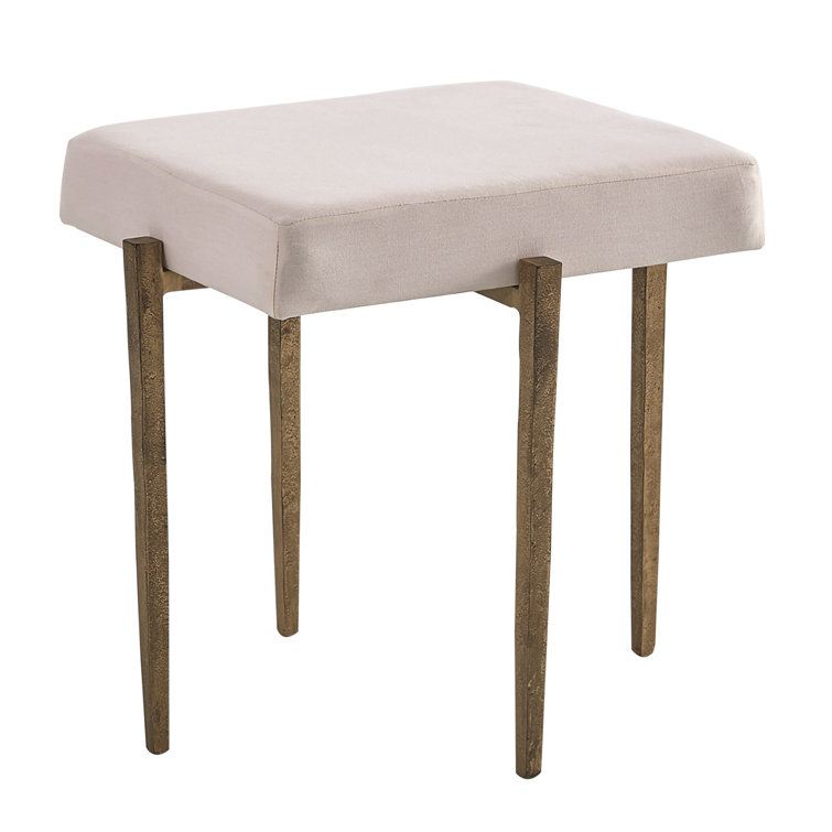 Small Antique Gold Iron Bench with White Cushion