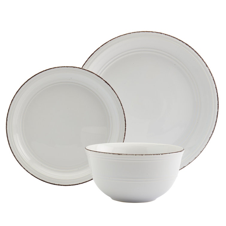 White Ceramic 12-Piece Dinnerware Set with Glossy Finish