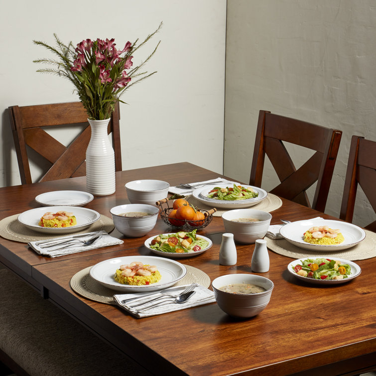 White Ceramic 12-Piece Dinnerware Set with Glossy Finish