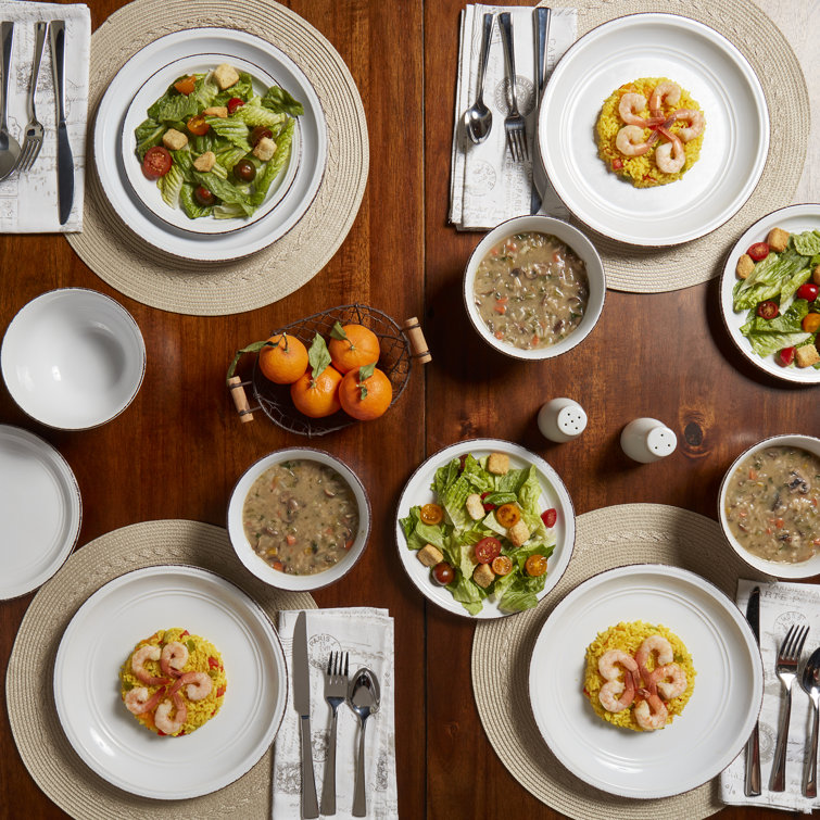 White Ceramic 12-Piece Dinnerware Set with Glossy Finish