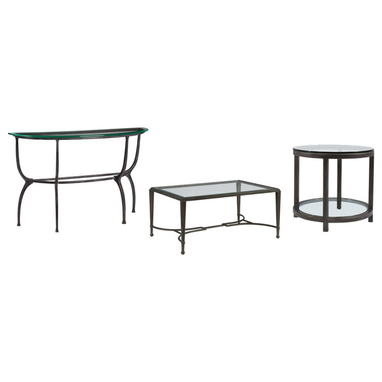 St. Laurent Gray Metal and Glass Rectangular Cocktail Table