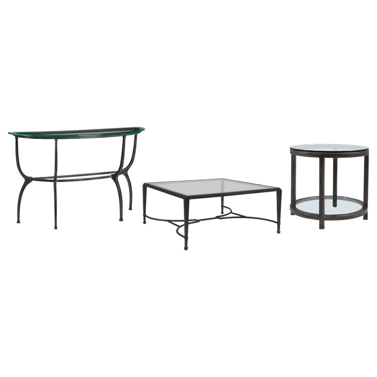 Gray Metal and Glass Square Cocktail Table, 42-inch