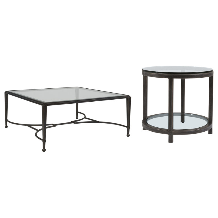 St. Laurent Round Gray Metal and Glass End Table