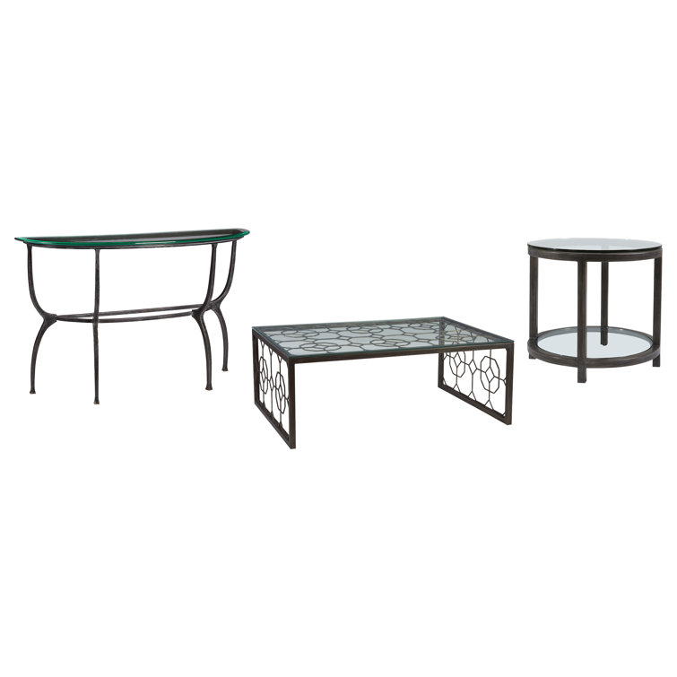 St. Laurent 50'' Grey Rectangular Metal & Glass Cocktail Table