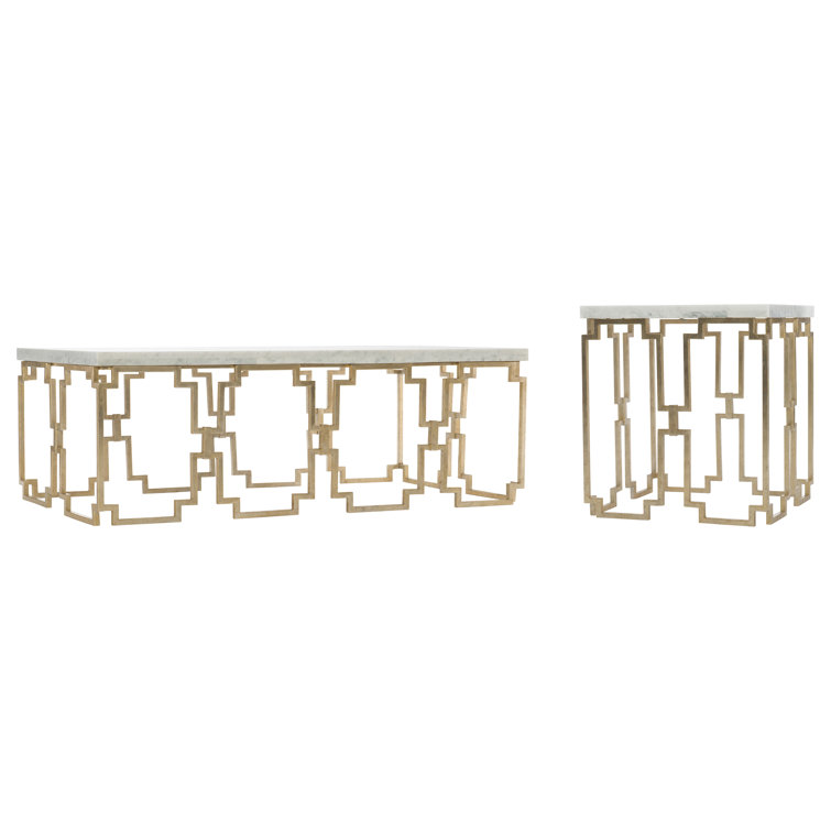 Evermore Rectangular Marble Cocktail Table with Gold Metal Base