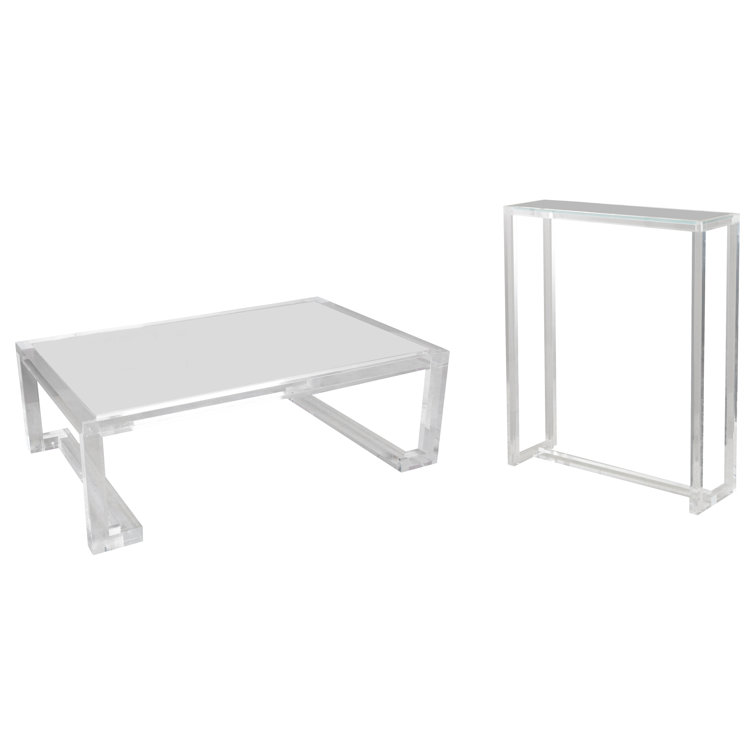 Ava 48" Rectangular Clear Glass & Acrylic Coffee Table
