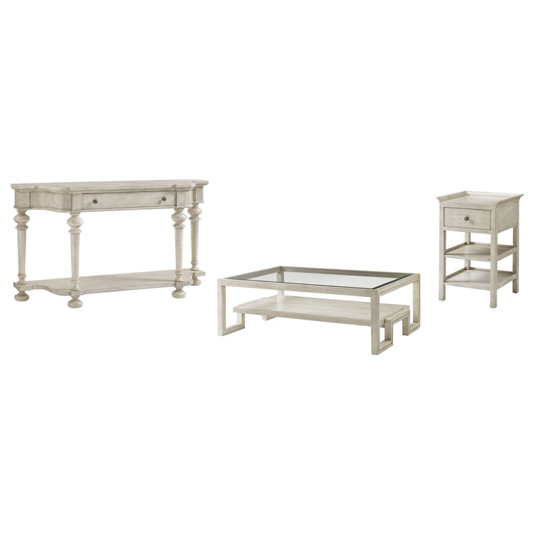 Contemporary Cream Wood Rectangular Coffee Table with Storage