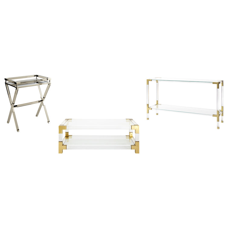Jacques Grand Rectangular Cocktail Table with Brass Accents