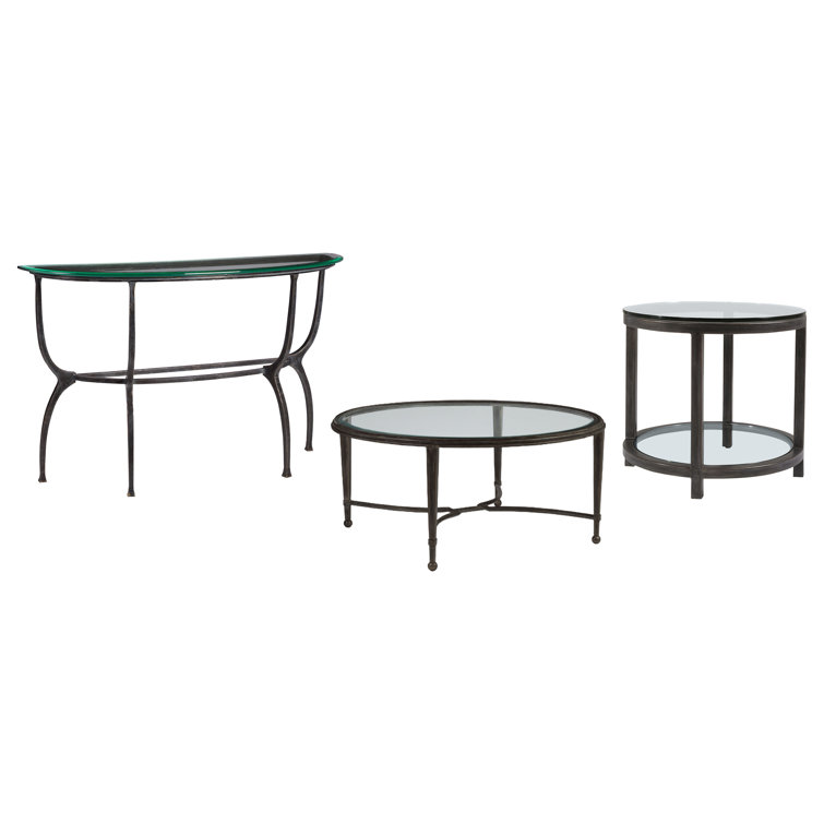 St. Laurent Round Gray Metal and Glass End Table