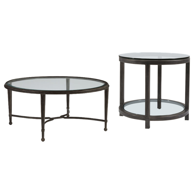 St. Laurent Round Gray Metal and Glass End Table