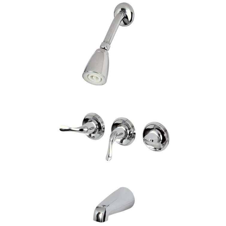 Polished Chrome Triple-Handle Tub and Shower Faucet Set