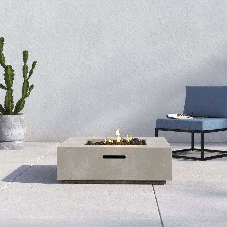 Natural Concrete Square Gas Fire Pit Table
