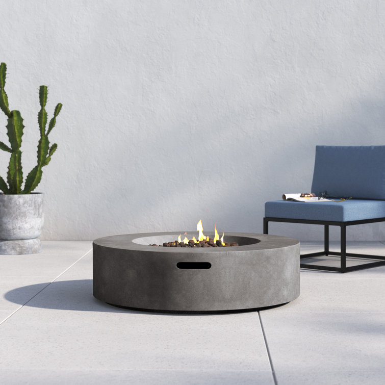 Natural Concrete Round Gas Fire Pit Table with Stainless Steel Burner