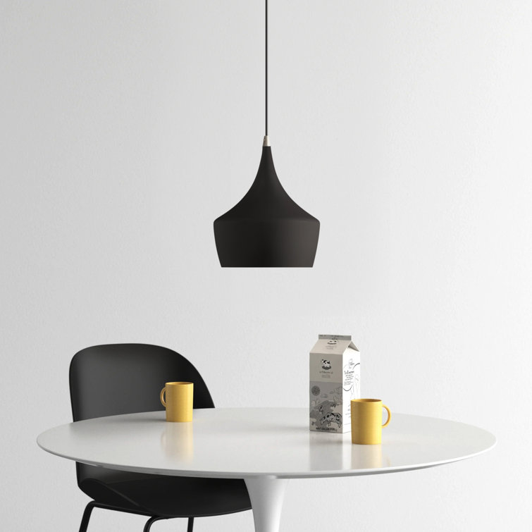 Contemporary Mini Pendant with Black Metal Shade and Gold Finish Inside