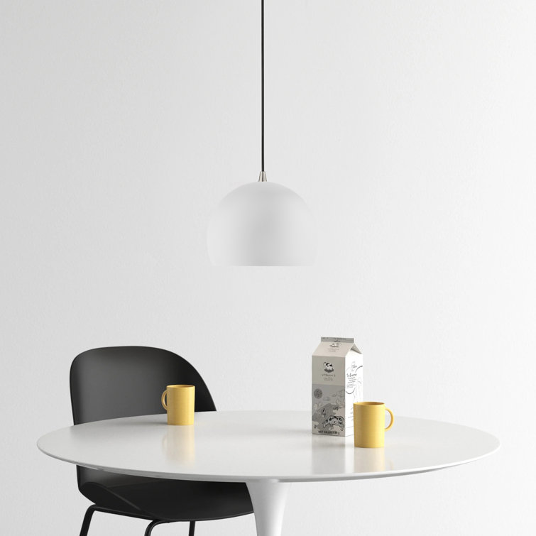 Contemporary 1-Light Mini Pendant in White with Gold Interior Finish