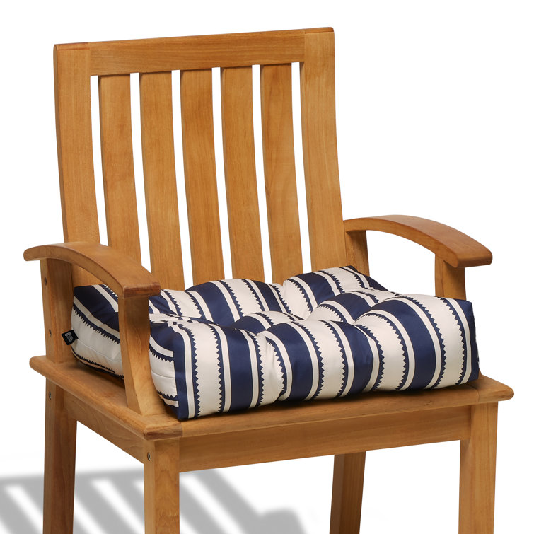 Classic Navy Sedona Stripe 19" Square Patio Seat Cushion