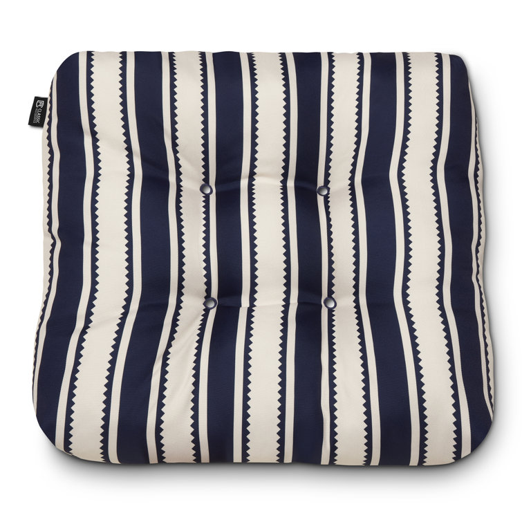 Classic Navy Sedona Stripe 19" Square Patio Seat Cushion