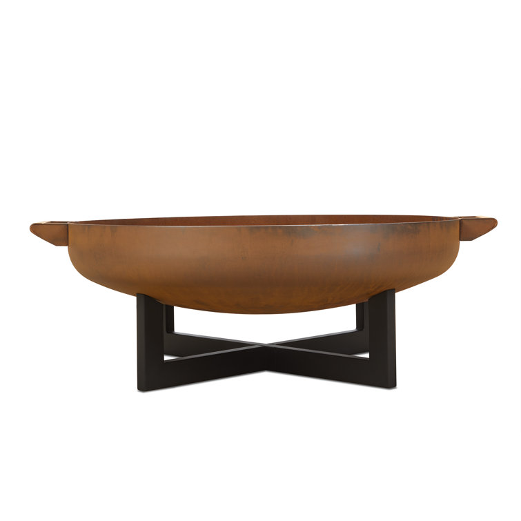 La Porte 34.5" Black and Rust Steel Wood Burning Fire Pit
