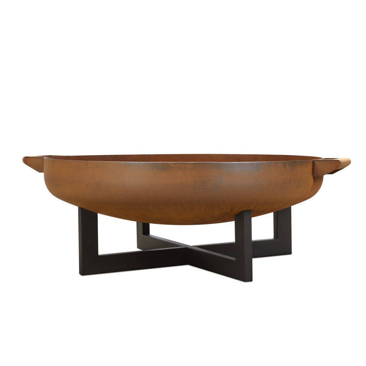 La Porte 34.5" Black and Rust Steel Wood Burning Fire Pit
