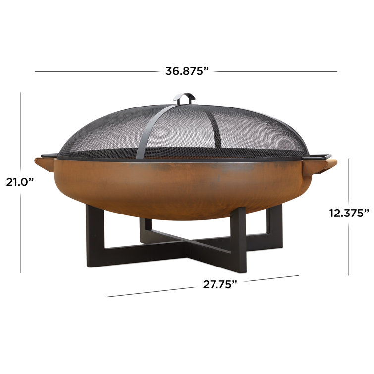 La Porte 34.5" Black and Rust Steel Wood Burning Fire Pit