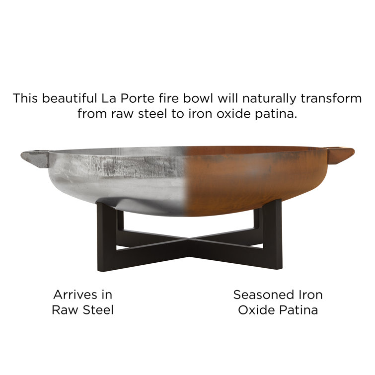La Porte 34.5" Black and Rust Steel Wood Burning Fire Pit