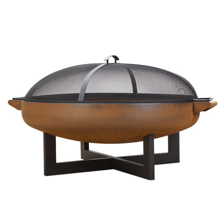 La Porte 34.5" Black and Rust Steel Wood Burning Fire Pit