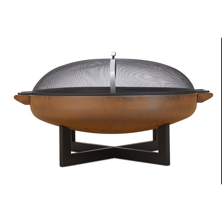 La Porte 34.5" Black and Rust Steel Wood Burning Fire Pit