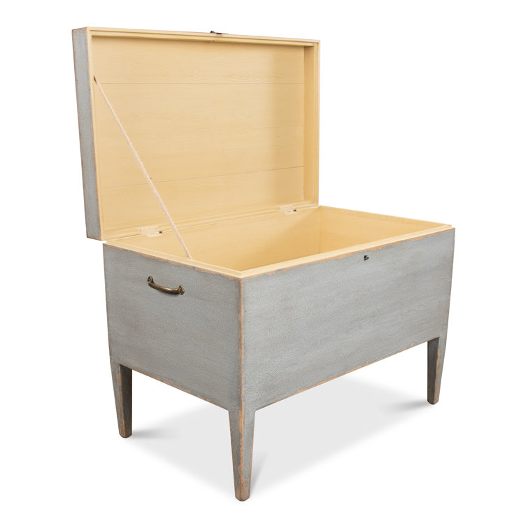 Gray Rectangular Wood and Metal Storage Trunk Table