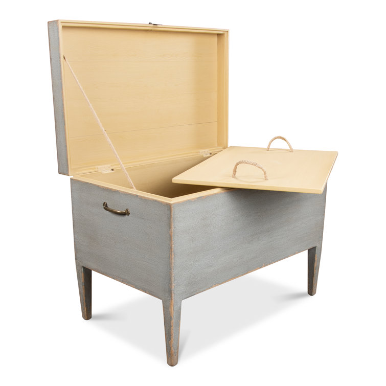 Gray Rectangular Wood and Metal Storage Trunk Table