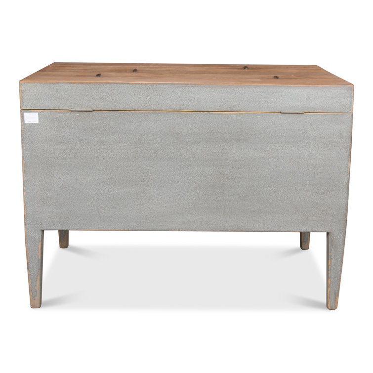 Gray Rectangular Wood and Metal Storage Trunk Table