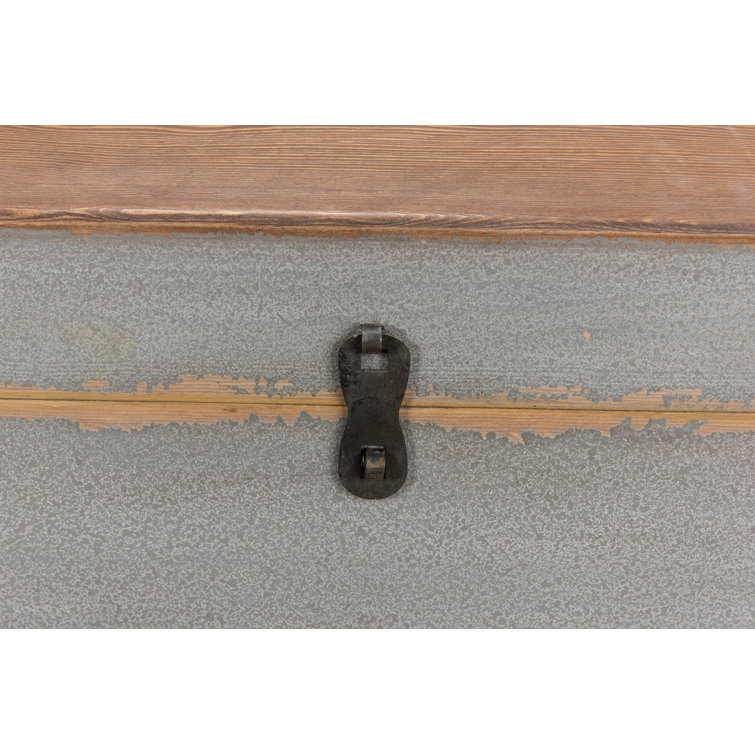 Gray Rectangular Wood and Metal Storage Trunk Table