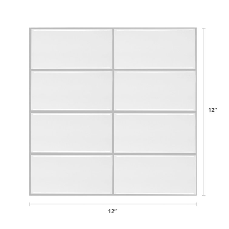 White 12" x 12" PVC Peel and Stick Subway Tile