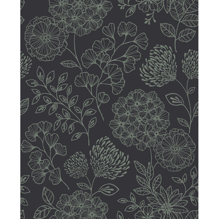 Ada Charcoal Floral Non-Woven Wallpaper Roll