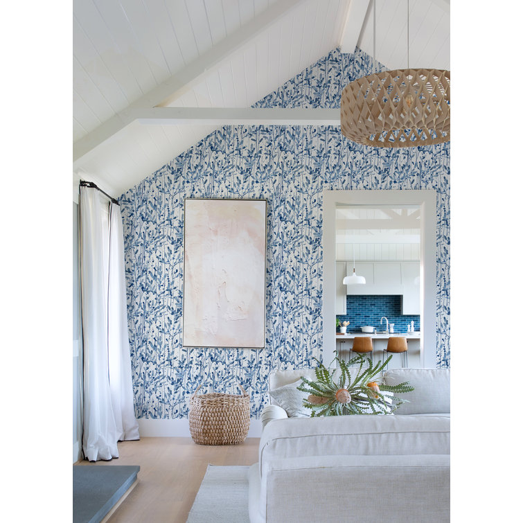 Leandra Indigo Floral Trail Non-Woven Wallpaper