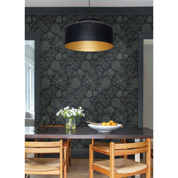 Ada Charcoal Floral Non-Woven Wallpaper Roll