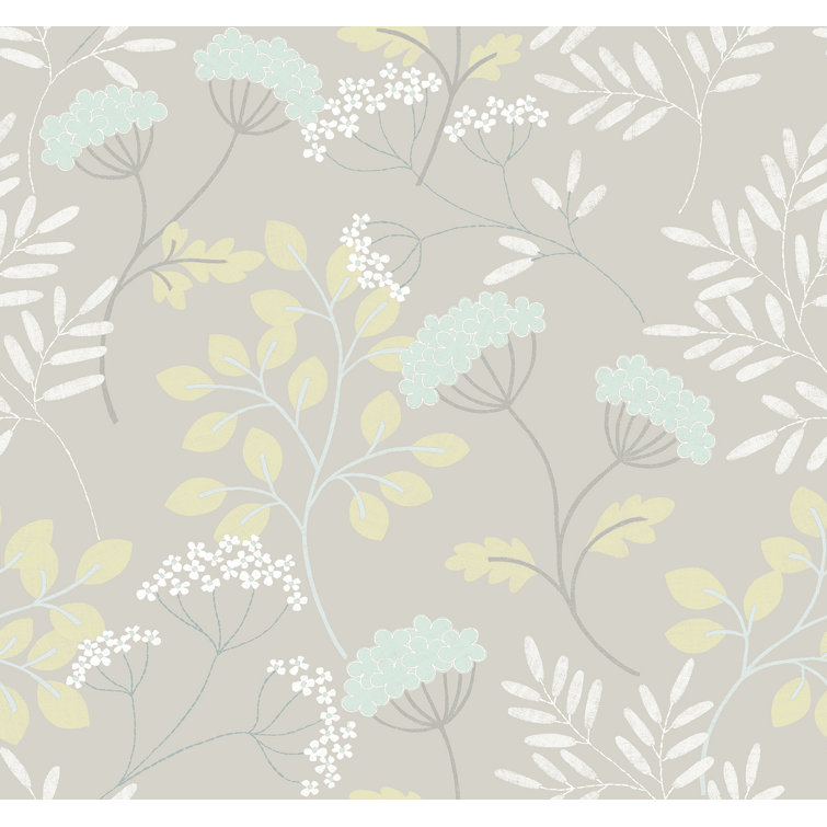 Light Grey Scandinavian Floral Vinyl Wallpaper Roll